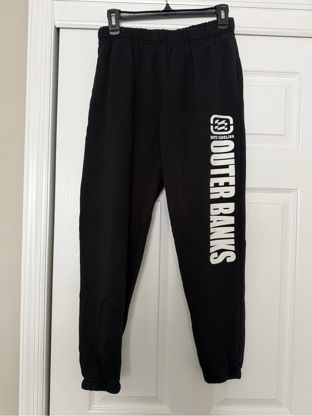 Women's Black Sweatpants with White Logo